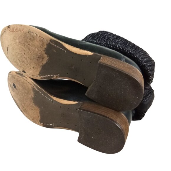 Rudsak Green Leather & Black Knit Tall Boots With Fold-Down Cuffs Size 8 - Picture 7 of 12